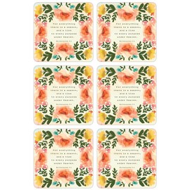 Legacy for Everything There is A Season and Time Scripture Floral 3.75 x 3.75 Cork Backed Coasters Pack of 6