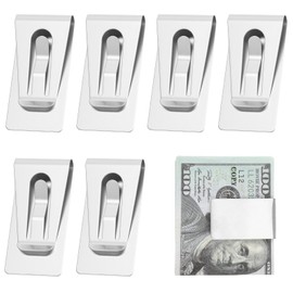 Qianyu 6 Pack Money Clip Men Stainless Steel Slim Cash Holder Credit Card Holder Minimalist Money Clips Pocket Wallet Clip Business Card Accessories