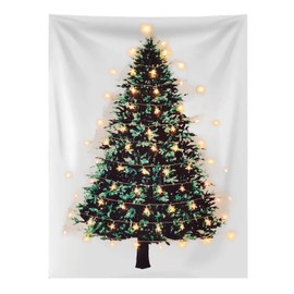 Eimilaly Christmas Tree Tapestry with Lights, Flannel Tapestry Wall Hanging Tapestries Gifts for Xmas Decor, Birthday and Room Decor etc, 60x40in/Warm White