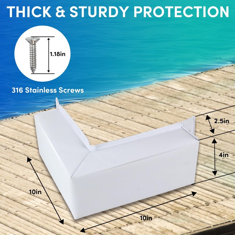 ORLANG 2Pack Dock Corner Bumpers,PVC Boat Dock Fenders with Stainless