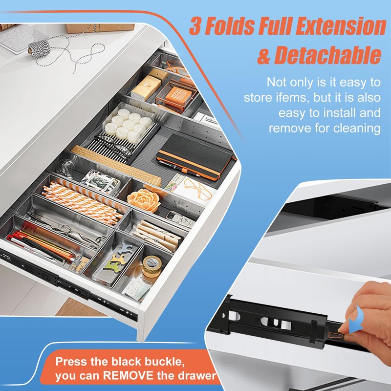 12 inch Drawer Slides 4 Pairs (8pcs) Full Extension Ball