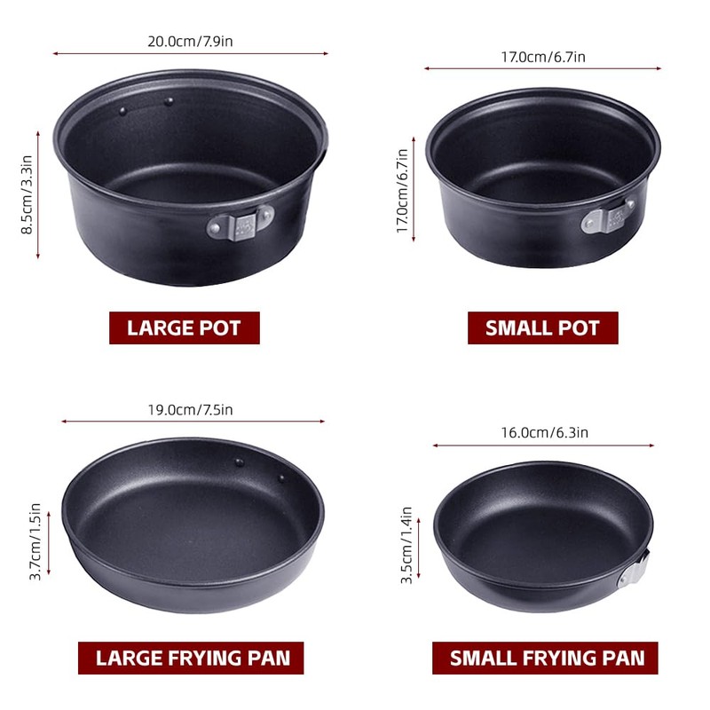 Namolit Camp Plates and Pans Sets Nonstick Backpacking Picnic Cooking