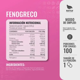 Fenogreco, 300 Cápsulas (3 Frascos 100 Cap C/u) Sabor Natural