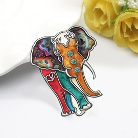 BAMAY Enamel Elephant Brooch Pins Zinc Alloy Scarf Pin Jewellery Jungle Elephant Gifts for Women Girls Brooches Charms, Zinc, No gemstone