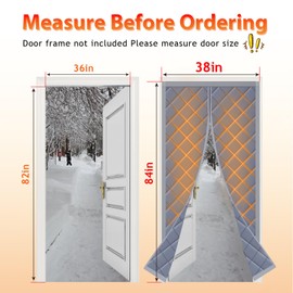 ABVRUN Insulated Door Curtain Fits Door Size 36" X 82" Magnetic Thermal Insulated Door Curtain Cover for Winter Made of Oxford and Cotton as Privacy Temporary Door to Soundproof