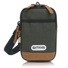 Outdoor Products Mini Shoulder Pouch, Shoulder Bag, Cordura, Suede Synthetic Leather, Neo Classic, 2-Way, Detachable Shoulder Strap, Nylon, charcoal gray