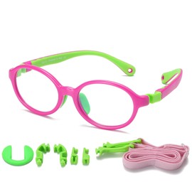 DUCO anteojos de bloqueo de luz azul para niños, antirreflectantes, anteojos de computadora, marco para niños y niñas de 5 a 10 años (marco rojo rosa verde templo)