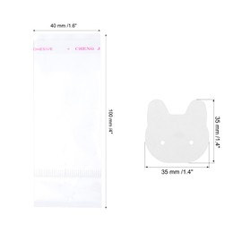 PATIKIL Earring Display Cards, 150 Pcs Cat Shaped Jewelry Hanging Earring Display Holder Card with 150 Pcs Clear Bags for Selling Earrings Ear Studs, White