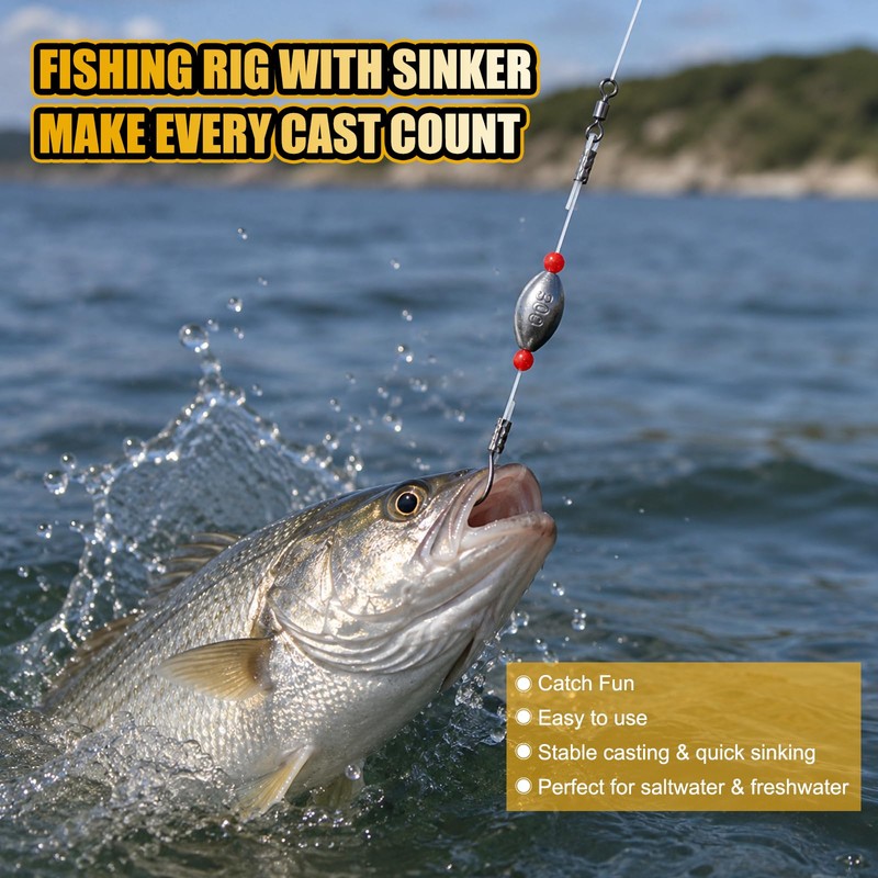 CWSDXM Sliding Sinker Rig, Fish Finder Rig Carolina Rig with