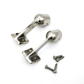 Marine Boat Yacht Heavy Dudy 316 Stainless Steel High Leg Hand Rail 60 Degree End Stanchion for Pipe -2 Pack (7/8")