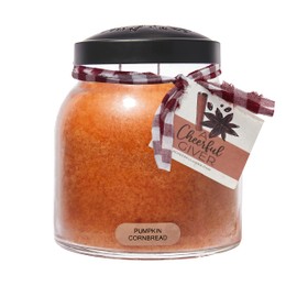 A Cheerful Giver - Pumpkin Cornbread - 34oz Papa Scented Candle Jar with Lid - Keepers of The Light - 155 Hours of Burn Time, Gift for Women, Orange