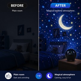 Star Projector Night Light for Kids – 7-Mode Galaxy Moon Lamp for Bedrooms, Living Rooms & Gifts