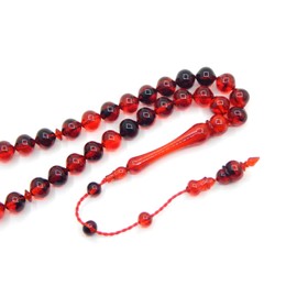 Prayer Beads Tesbih Tasbih Tespih Misbaha Subha 33, 32 cm, Muslim Islamic Rosary Prayer Worship Accessory Ottoman Red Black Beads Ball 10 mm, Acrylic, Pearl