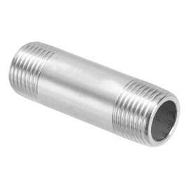 PATIKIL 304 Stainless Steel Pipe Fitting 3/8" NPT x 3/8" NPT Male Thread, 2inch/50mm Length Nipple Cast Pipe Coupling Fitting Connector