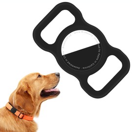 UrbanX Anti-Scratch and Anti-Lost Pet Collar Loop Holder, Silicone Protective Case, Compatible with Airtag GPS Tracker, Lightweight, Silicone Material, Washable (Black, 1 PCS)