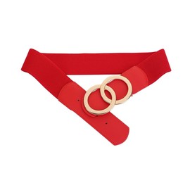 SYMOL Women's Elastic Waist Belt 70 cm - 160 cm Normal Large Waist Leather Belt Stretchy Belt Fashion Woman 5 cm Dress Belt, red