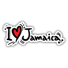 I Love Jamaica Slogan Car Bumper Sticker Decal 6'' x 3''