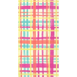 Boston International IHR 3-Ply Guest Towel Buffet Paper Napkins, 16-Count, 8.5 x 4.5-Inches, Art Pop Plaid
