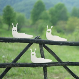 Urbraneco 3PCS Metal Happy Slug Plant Decor for Pots - Whimsical Garden Ornaments with Weatherproof Finish, Cute Plant Accessories Gift for Gardener & Plant Lovers​