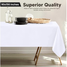 Utopia Kitchen Rectangle Table Cloth 2 Pack(90x156 Inches, White), Tablecloth Machine Washable, Polyester Table Cover for Dining, Buffet Parties, Picnics, Events, Weddings and Restaurants