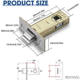 RSYHVG 2 Set of 45mm Tubular Latch,Mortice Latch Polished Chrome Door Latch Designed to be Used with Sprung Lever Door Handles 45mm Latch