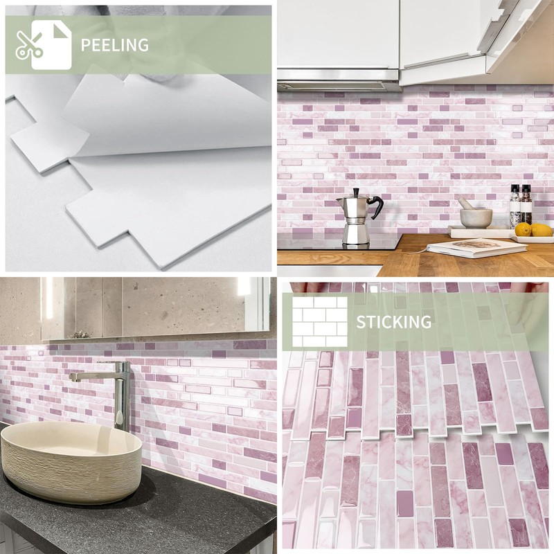 MOONFUN Thicker Design Peel and Stick Tile Backsplash,10 Sheet of