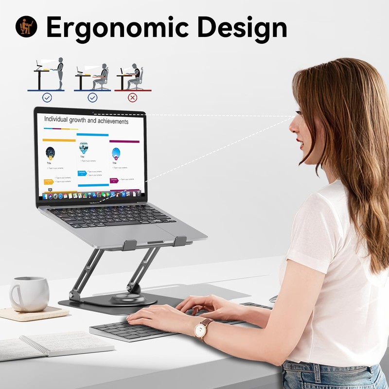 JOYEKY Laptop Stand for Desk, Adjustable Computer Stand with 360°