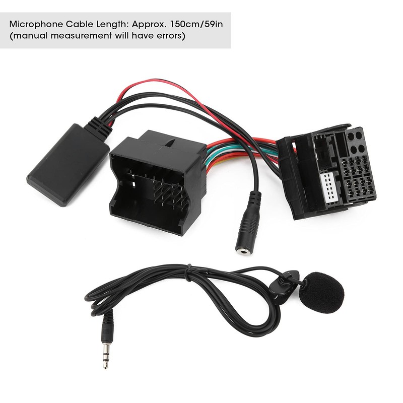 Qiilu Car Audio Music Adapter, Microphone Adapter Auxiliary Audio Cable