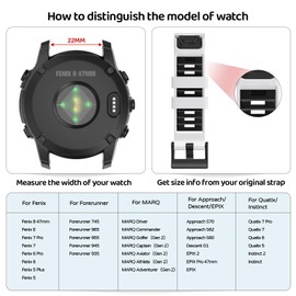 U-LIMVE Fenix 8/7/6/5/Epix Pro 47mm/Fenix E 22mm Silicone QuickFit Band for Garmin Forerunner 965/955/945/935/745
