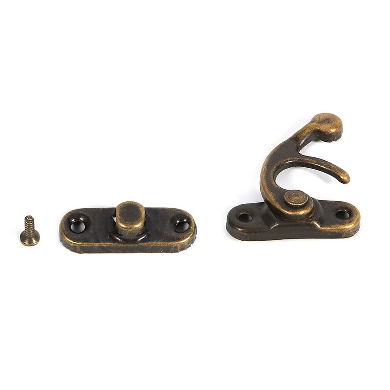 Raguso 12pcs Antique Latch Hook Hasp Jewelry Box Latch Left