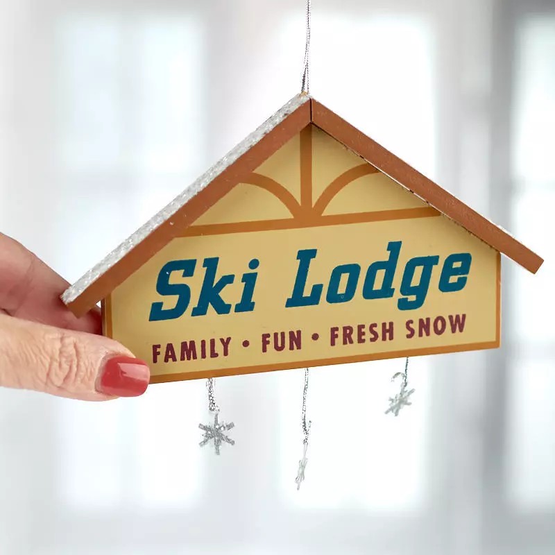 Factory Direct Craft Ski Lodge Wintry Sign Ornament | 6