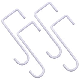 DINGEE Vinyl Fence Hooks 2x6 inch, Patio Light Hangers - 4 Pack White Powder Coated Steel Fence Hooks for Hanging Plants, Planters, Bird Feeders, Lights
