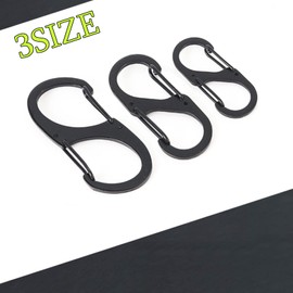 lacitycover S Shape Dual Clips Mini Carabiner,30 pc Dual Spring 2 Opening Carabiner Keyring Clip Durable Anti-Rust Zinc Alloy(3 Sizes),black