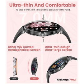 LIGE Ultra-Thin Smart Watch for Women,1.43" Fitness Tracker Watch with 100+ Sports Modes,Mutifunctions,Heart Rate Tracker,Women Smartwatch for Android iOS Black Diamonds