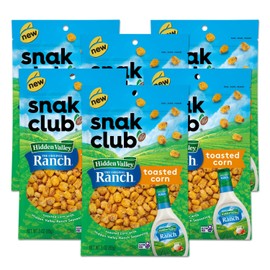 Snak Club Toasted Corn Nuggets with Hidden Valley Ranch Seasoning, Crunchy, Creamy & Tangy Gluten Free Snacks, 3oz Resealable Bag (Pack of 6)