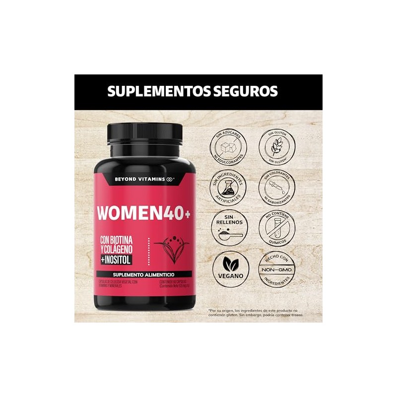 Beyond Vitamins Women Biotina Inositol Colágeno Isoflavonas Soya Probióticos Activos