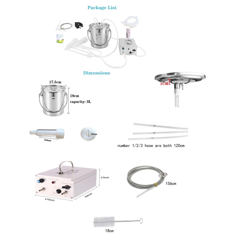 Lyfreen Electric Goat Milking Machine, Portable Auto Goat Milker with