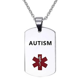 GMXLin Medical Alert Necklace for Men Women Stainless Steel Engraved AUTISM Medical ID Tag Emergency Med Alert Identification Necklace Jewelry