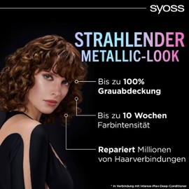 Syoss Color Coloration Metallic Collection 6-61 Autumn Gold (3 x 115 ml), Permanent Colouration for Luminous Metallic Reflections, for up to 100% Grey Hair Coverage and up to 10 Weeks of Colour