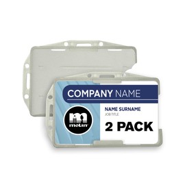 2 Pack - Molin Double Sided Horizontal & Vertical ID Badge Holder | ID Card Holder for Lanyard, Name Badge, Keycard, Access Card | Durable Clear ID Sleeve for Work, Office, Events & Identification