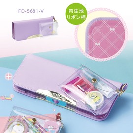 Sonic FD-5681-V Liana Tiara Allock Pencil Case, Slim on Both Sides, Clear Pouch, Violet