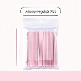 100pcs disposable multi-functional micro cotton swabs,  crystal pink  makeup brush, eyelash extension brush, nail brush, eyeliner brush, Cosmetic - Color: Macaron pink