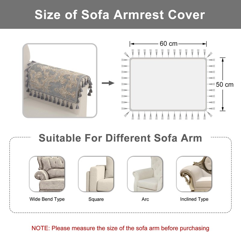 TOPLUXE Sofa Armrest Covers Set of 2, Damask Sofa Arm