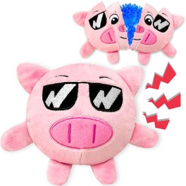 PeppyPawz 3 in 1 Squeaky Plush Pink Pig, Dog Toys for Aggressive Chewers, Rip & Reveal Interactive Stimulating Crinkle Pet Chew Toy for Boredom, Enrichment, Puppy Teething, Small, Medium & Large Breed