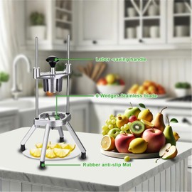 Commercial Lemon Cutter with V-Shaped 420 Stainless Steel Blades 6-Section Vegetable Machine Commercial Vegetable Chopper Dicer Lemon Cutter for Fruit Lemon Orange with One Brush Cleaner Included