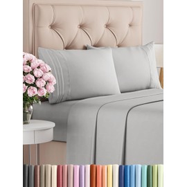 CGK Unlimited Queen Size 4 Piece Sheet Set - Comfy Breathable & Cooling Bed Sheets Set - Hotel Luxury Bedding for Women, Men, Kids & Teens - Deep Pockets, Easy-Fit, Soft and Wrinkle Free - Oeko-Tex - French Grey
