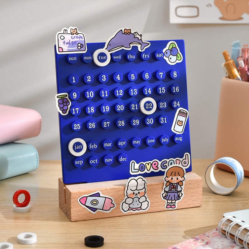 Wooden Kids Calendar DIY Hand Operated Develop Planning Skills Perpetual