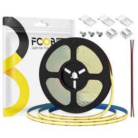 FCOB 16.4FT COB LED Strip Lights, Dimmable DC12V 2700K Warm White Waterproof IP65 320LEDs COB Strip, Adhesive Flexible Cuttable Strip Lights for DIY Home Decor, Cabinet (No Adapter or Controller)