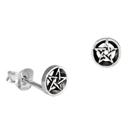WINDALF Celtic Jewellery Stud Earrings RICA 5 mm Small Pentagram Druid Protection Earrings 925 Sterling Silver, Sterling Silver, No Gemstone
