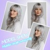 simkaylee Middle Length Silver Wigs for Women Ombre Grey Wavy